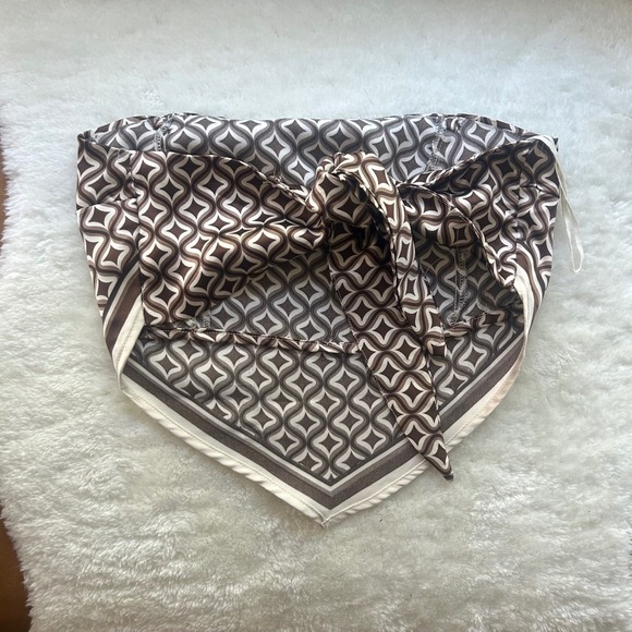 Garage Brown Pattern Scarf Top Retro Print Tie Back Tube Top Small - Picture 5 of 8